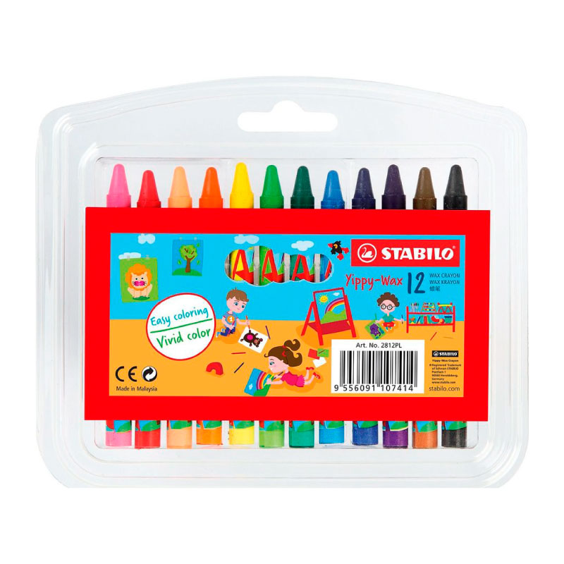 STABILO Yippy-Wax Crayon Wallet of 12