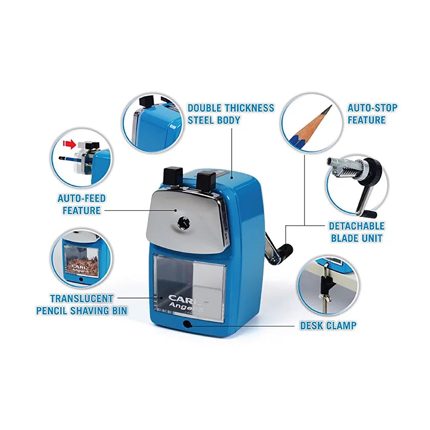 CARL Pencil Sharpener Angel 5 With Clamp Blue Default Title