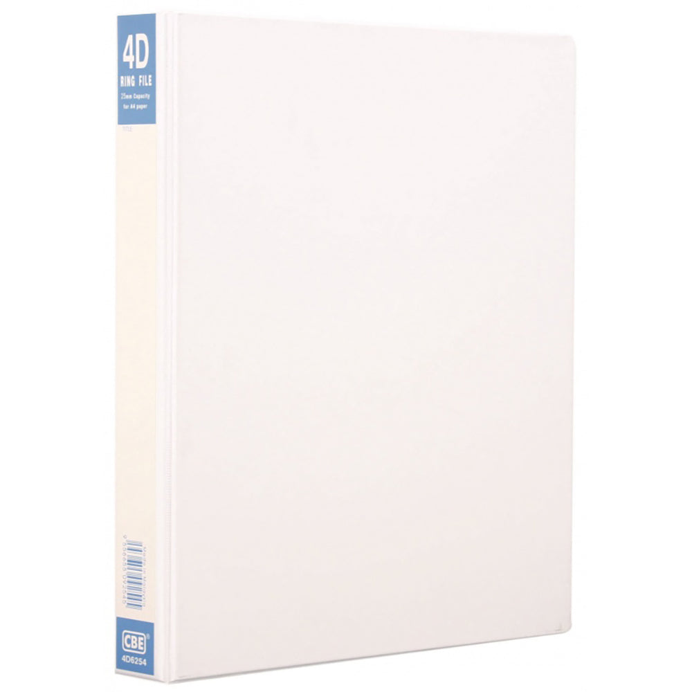 CBE 4D Ring Binder 4D6254 A4-PVC 25mm White