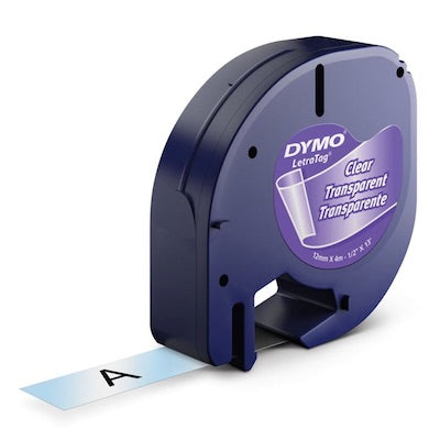 DYMO LetraTag Label Refills 12mmx4M Plastic-Clear Default Title
