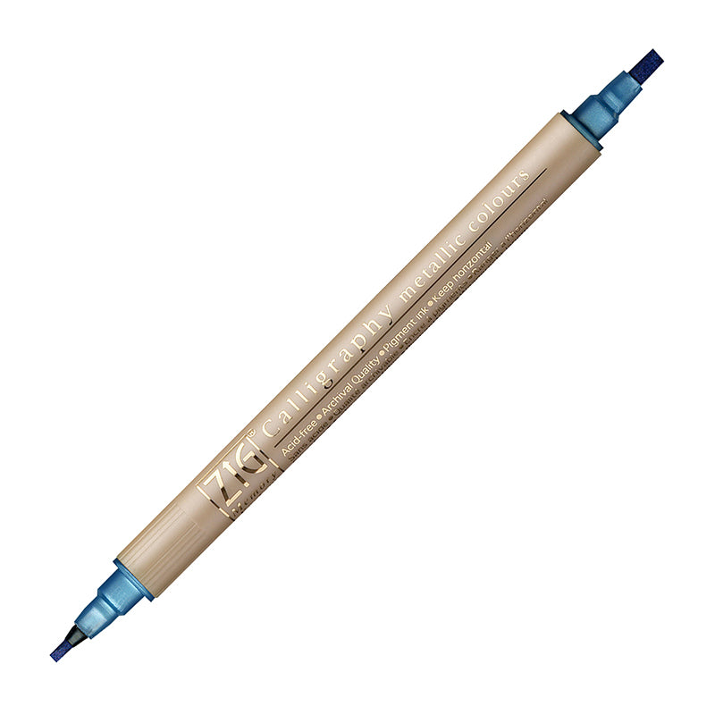 ZIG MS Calligraphy Twin Tip Marker Metallic Blue Default Title