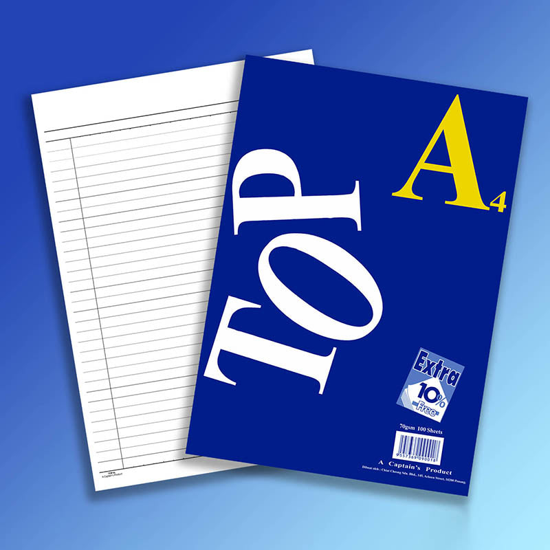 CAPTAIN Top Ruled Paper A4 100s+Extra 10s