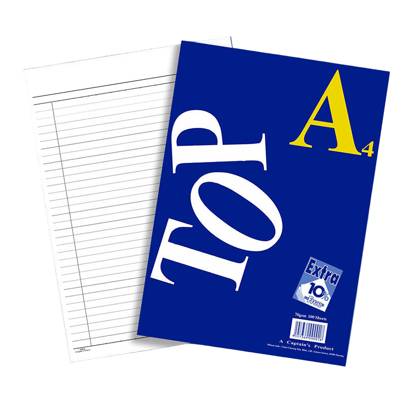 CAPTAIN Top Ruled Paper A4 100s+Extra 10s