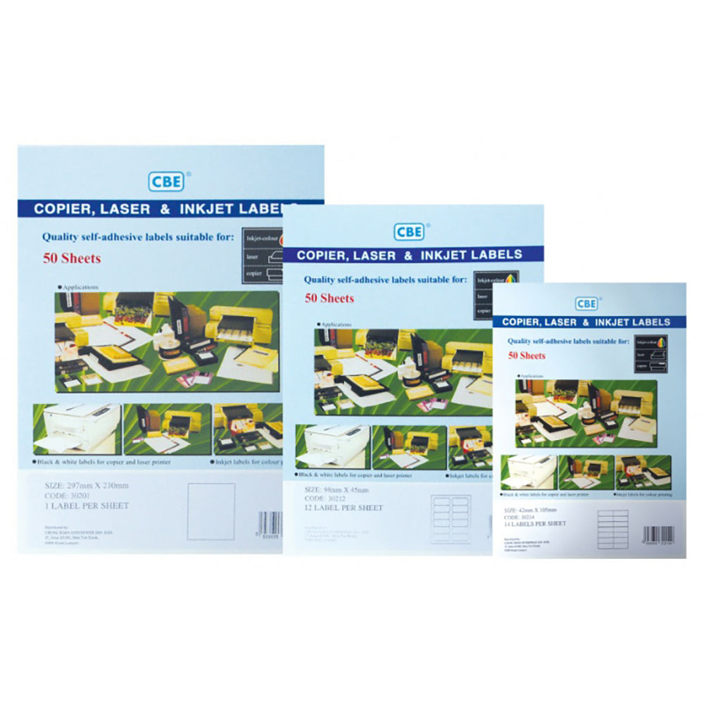 CBE Inkjet Label 30341 A4x2 sets 41x118mm 100s