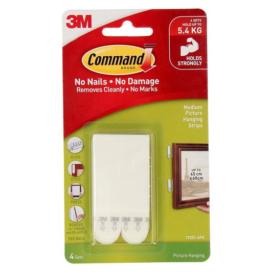 3M Command Picture Hanging Strips 17201 White-M 4S Default Title