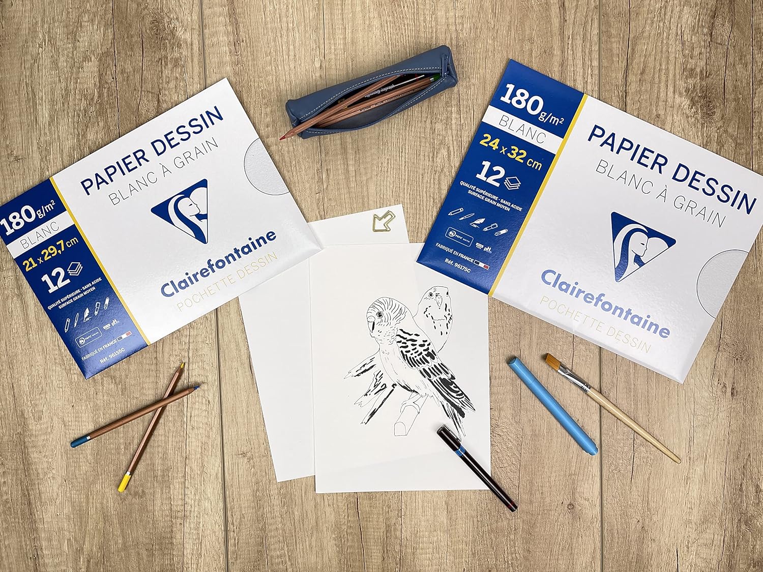 CLAIREFONTAINE White Grained Drawing Paper A4 224g 12s