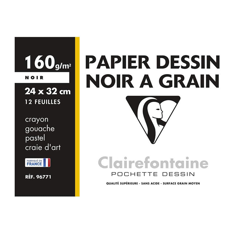 CLAIREFONTAINE Etival Drawing Paper 24x32cm 160g 20s Black Default Title