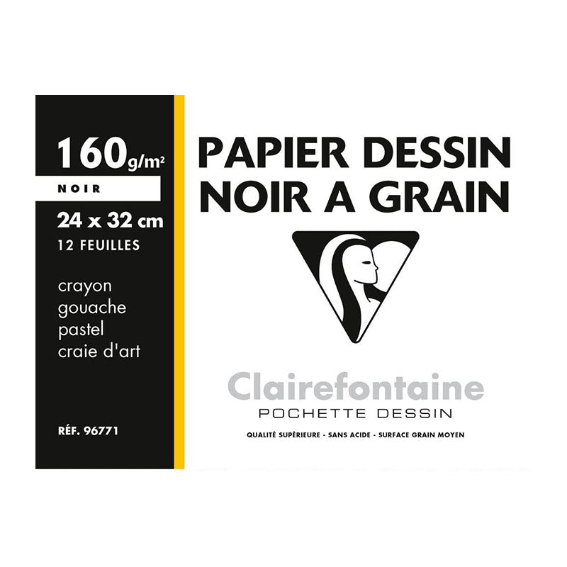 CLAIREFONTAINE Etival Drawing Paper 24x32cm 160g 20s Black Default Title