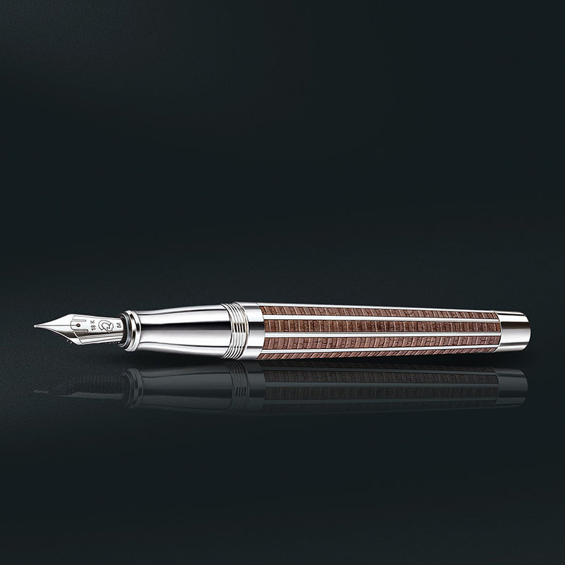 J.S. STAEDTLER Princeps European Black Walnut Fountain Pen-Broad