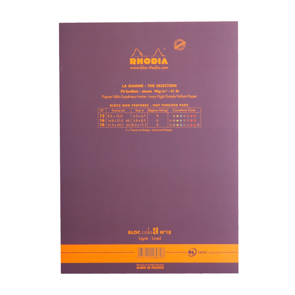 RHODIA Basics coloR No.18 210x297mm Lined Purple Default Title
