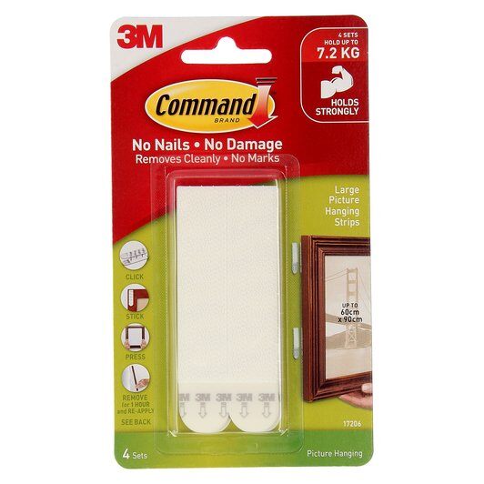3M Command Picture Hanging Strips 17206 White-L 4S Default Title