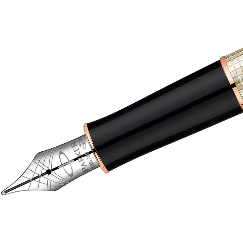 PARKER Sonnet 13 Chiseled Silver with Pink Gold Trim Fountain Pen-Medium