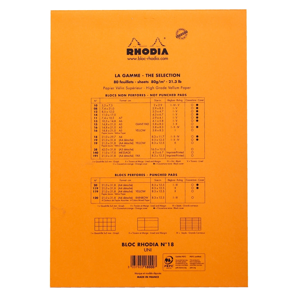 RHODIA Basics No.18 A4 210x297mm Plain hsp Orange Default Title