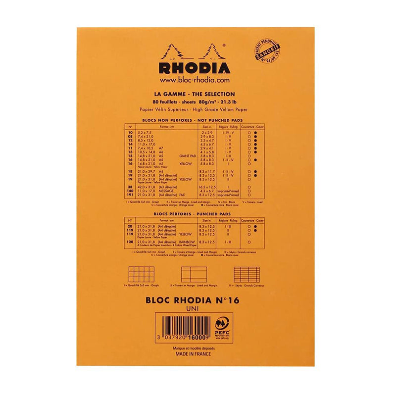 RHODIA Basics No.16 A5 148x210mm Plain hsp Orange Default Title