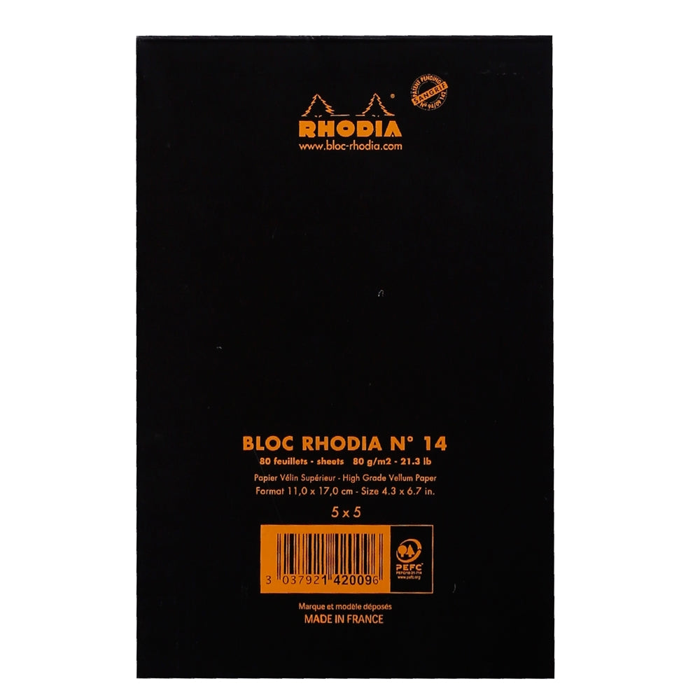 RHODIA Basics No.14 110x170mm 5x5 Sq hsp Black Default Title