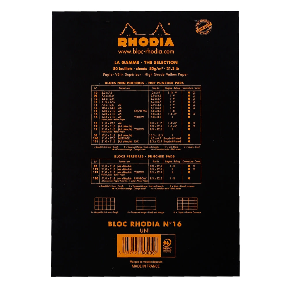 RHODIA Basics No.16 A5 148x210mm Plain hsp Black Default Title
