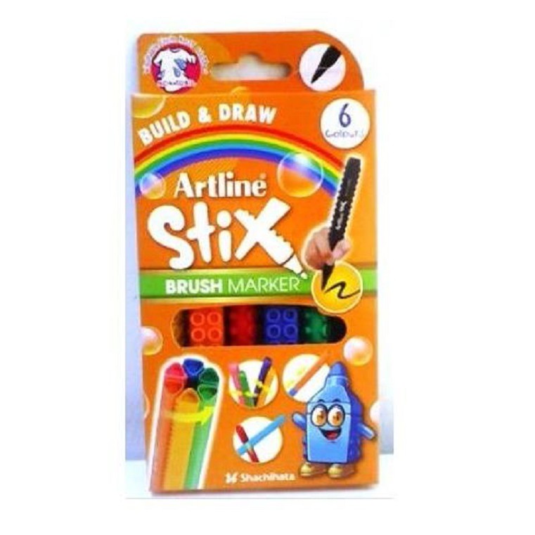 ARTLINE Stix Brush Marker 6 Col Set
