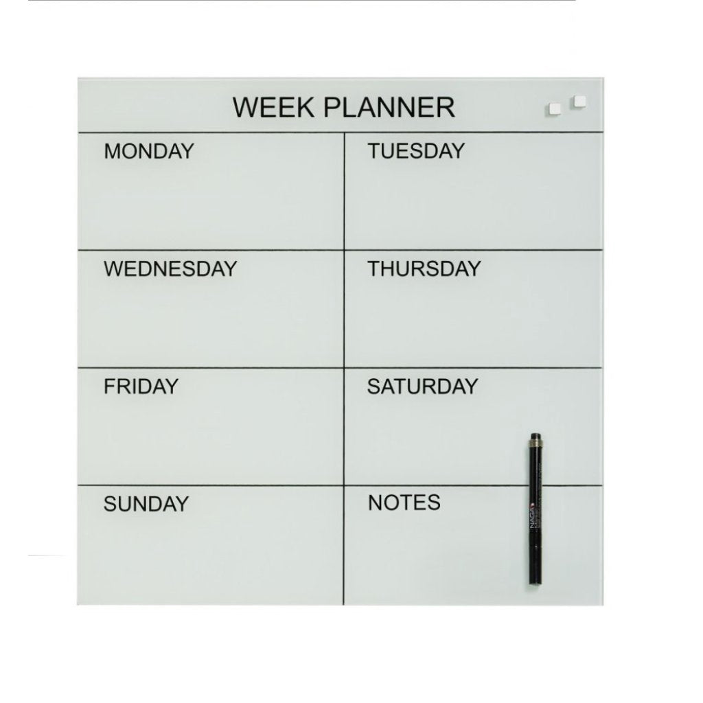 NAGA Magnetic Glass WeekPlanner 45x45cm 12053WHITE