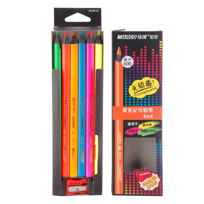 MARCO 6PCS NEON COLOURED PENCILS 9205B-06CB