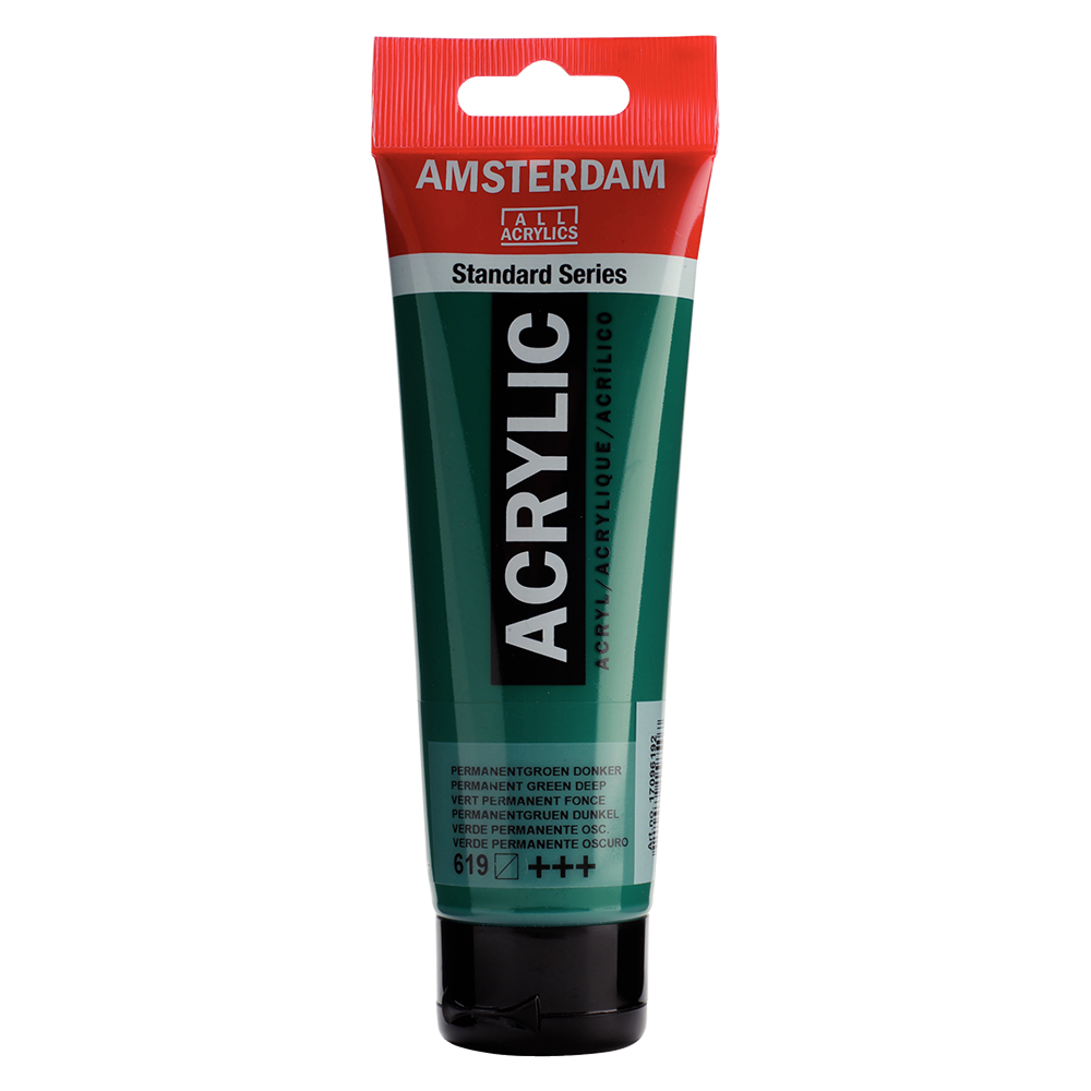 AMSTERDAM All Acrylics 120ml 619 Permanent Green Deep