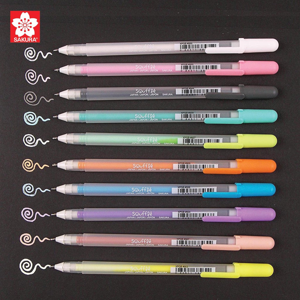 SAKURA Gelly Roll Souffle 10s + Regular Black & Wh