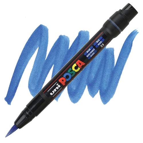 UNI POSCA Marker Brush Tip Blue