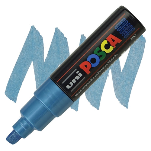 UNI POSCA Marker Broad Tip 8mm Metallic Blue