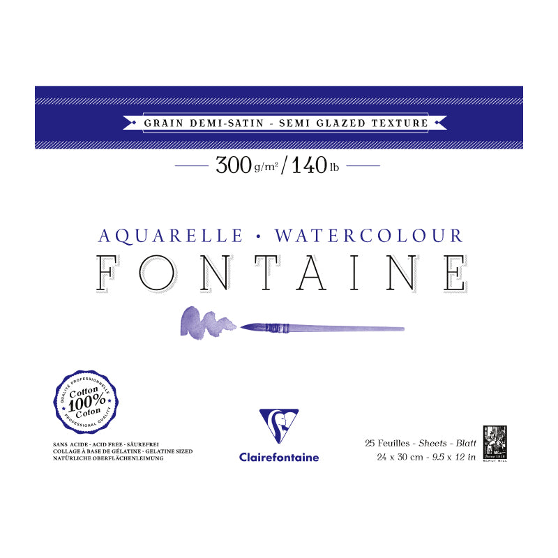 CLAIREFONTAINE Fontaine 4 Sides Semi Glazed 300g 24x30cm 25s Default Title