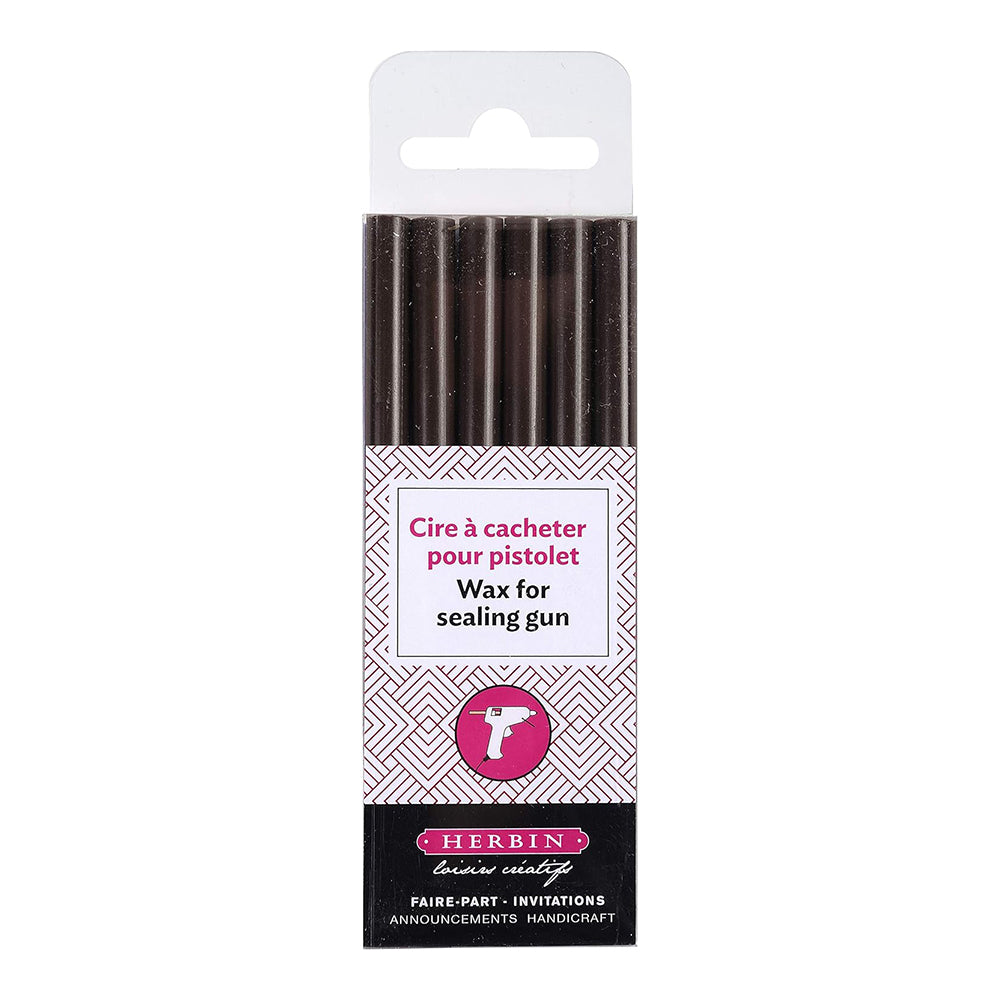 JACQUES HERBIN Wax Gun Sticks 6x Chocolate