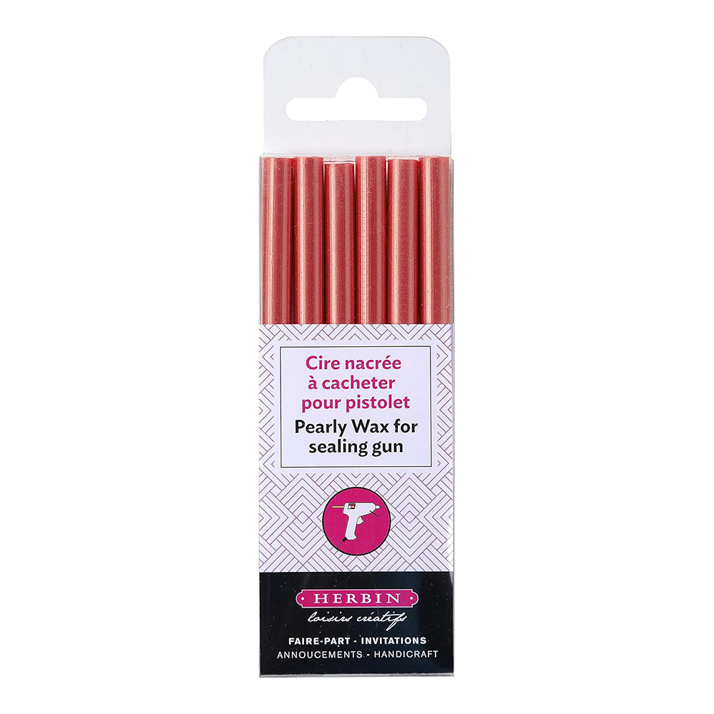 JACQUES HERBIN Pearly Wax Gun Sticks 6x Antique Rose