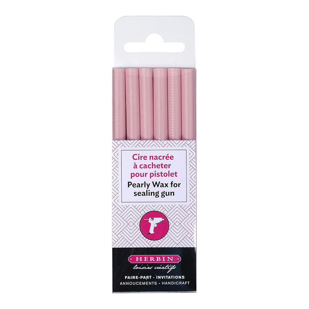 JACQUES HERBIN Pearly Wax Gun Sticks 6x Light Pink