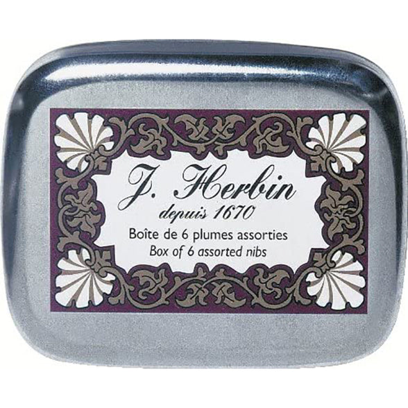 JACQUES HERBIN Metal Box of 6 Assorted Nibs