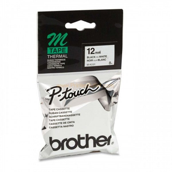 BROTHER M-Tape M-K231 12mm Black on White
