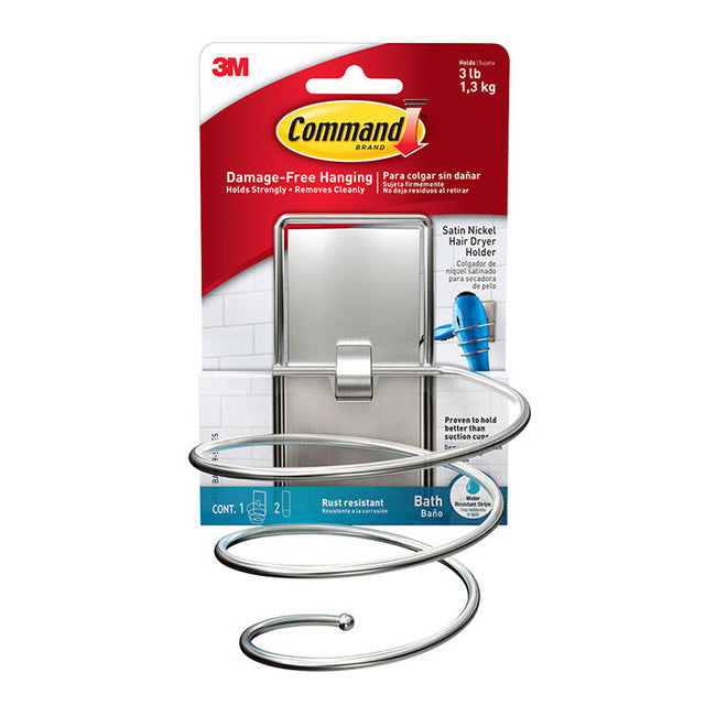 3M Command Satin Nikel Bath BATH39 Dryer Holder