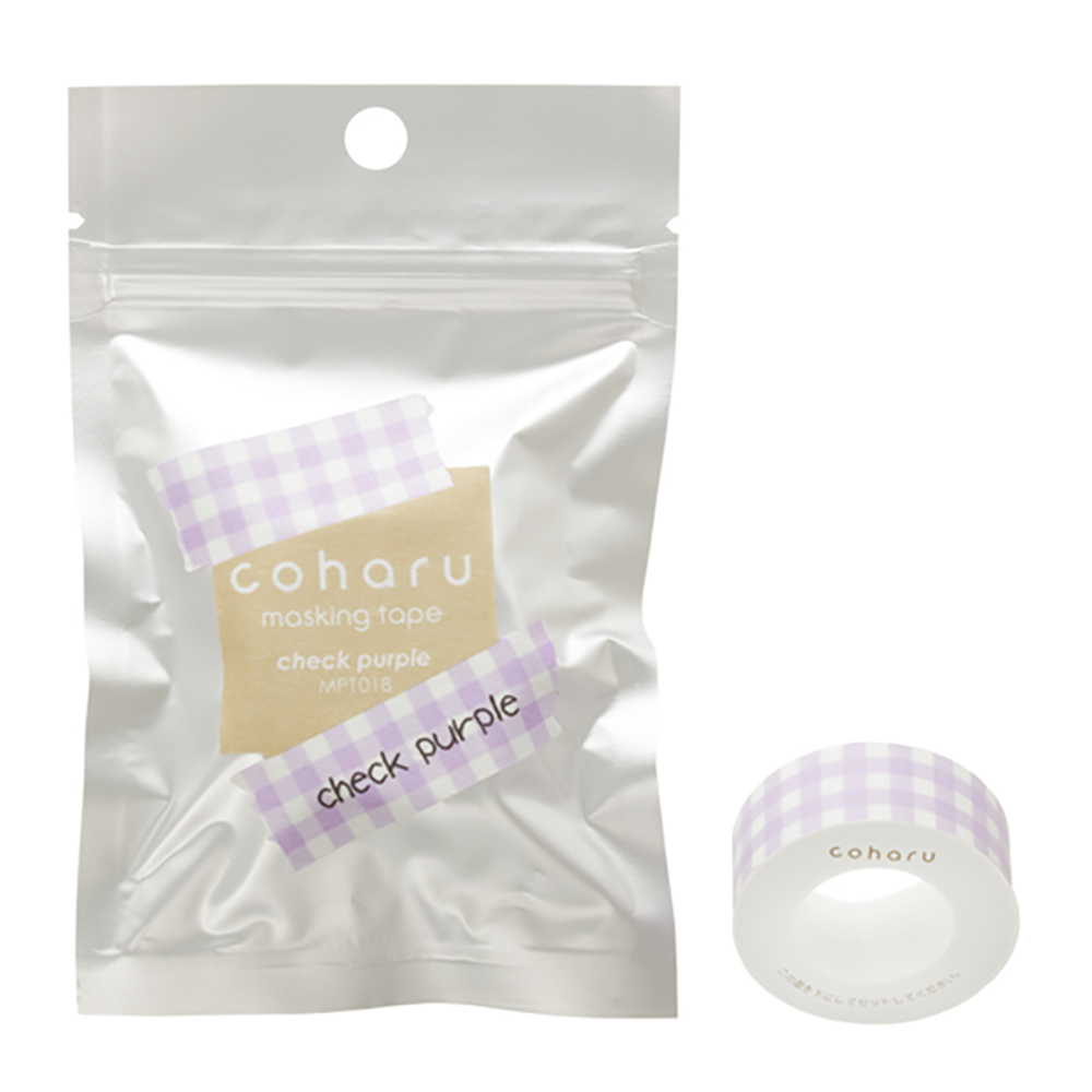 KING JIM Coharu Masking Tape 15mm-Check Purple