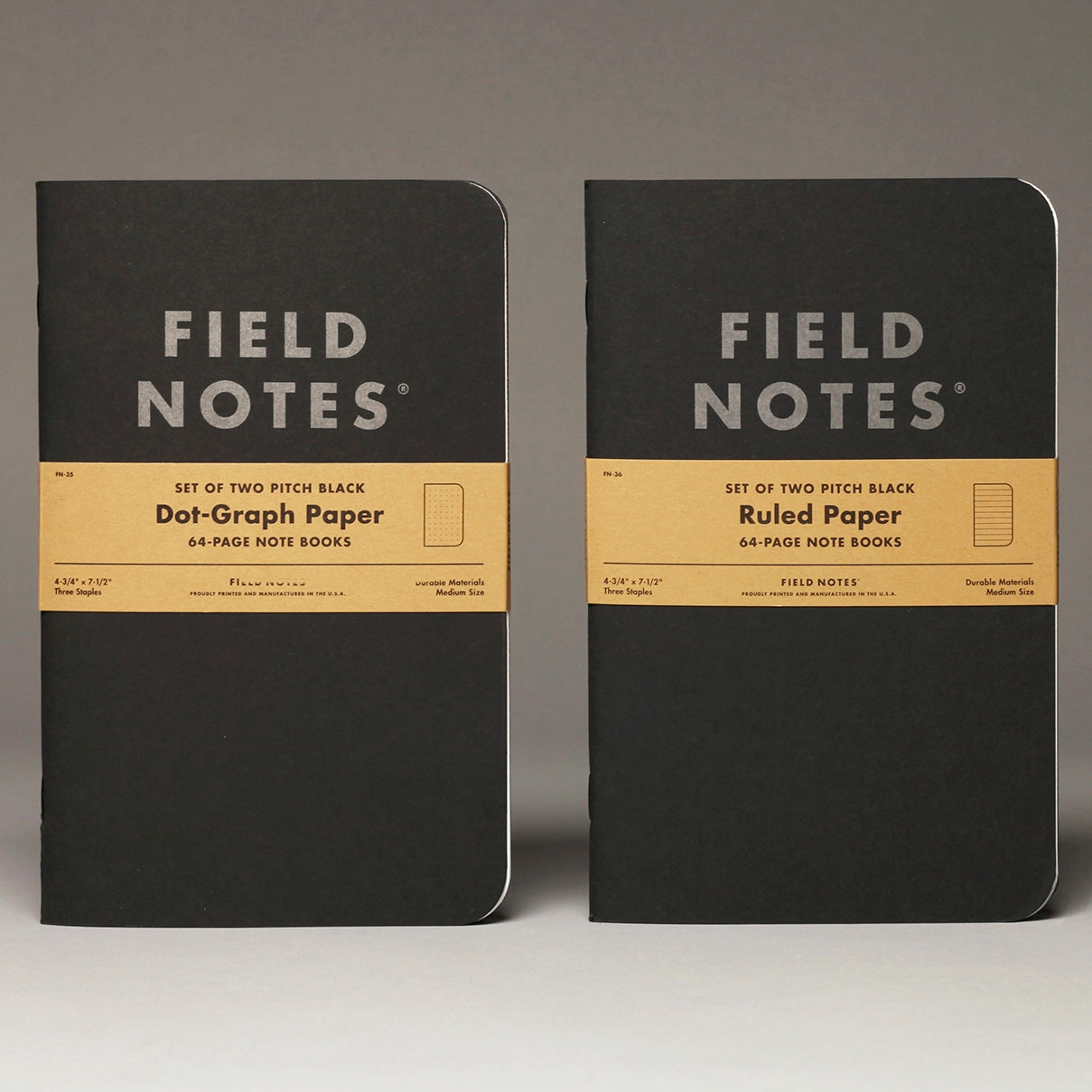 FIELD NOTES Pitch Black Note Book 2-Pack Ruled Default Title