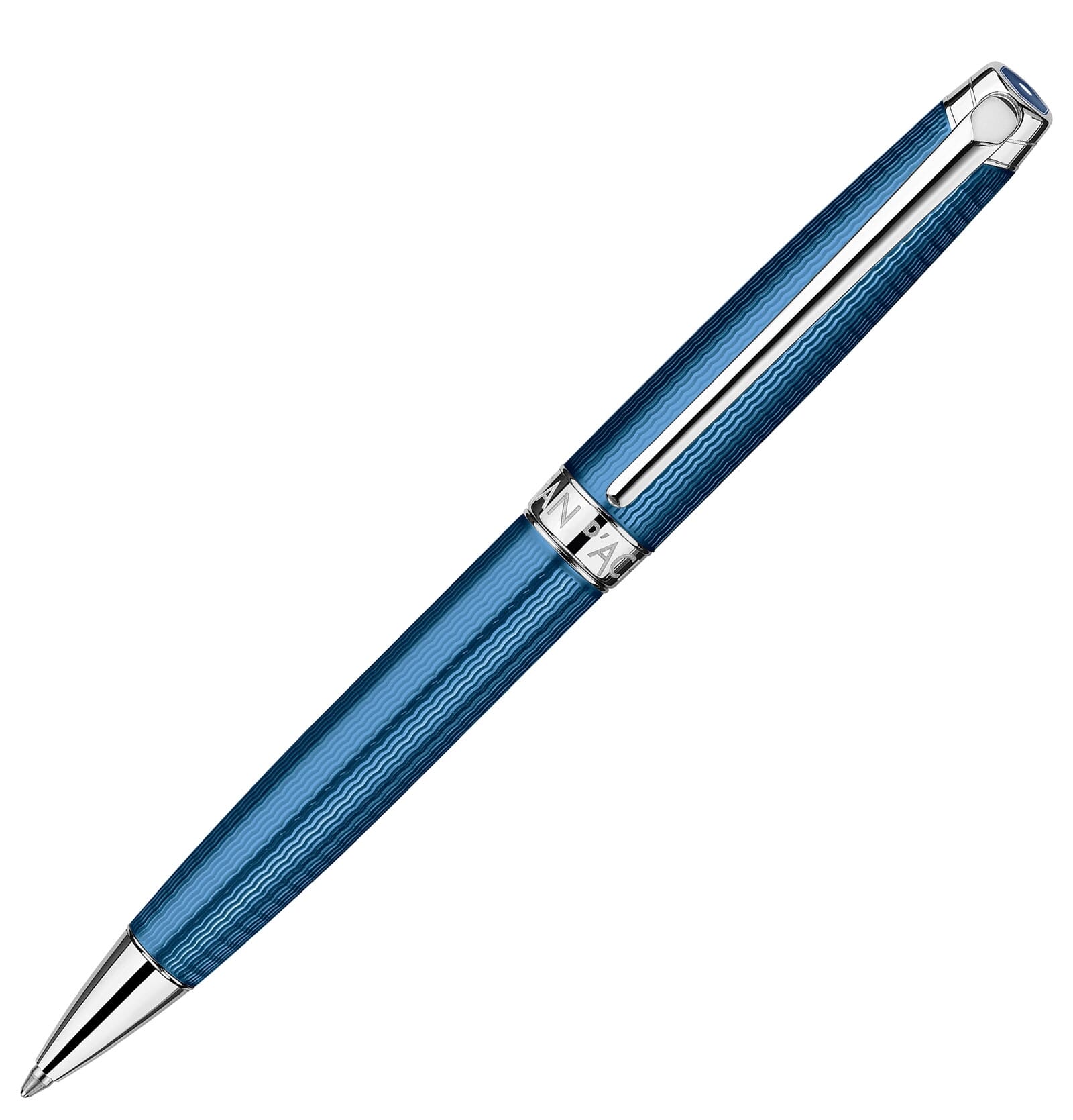 CARAN d'ACHE Leman Grand Blue Silver Trim Ball Pen Default Title
