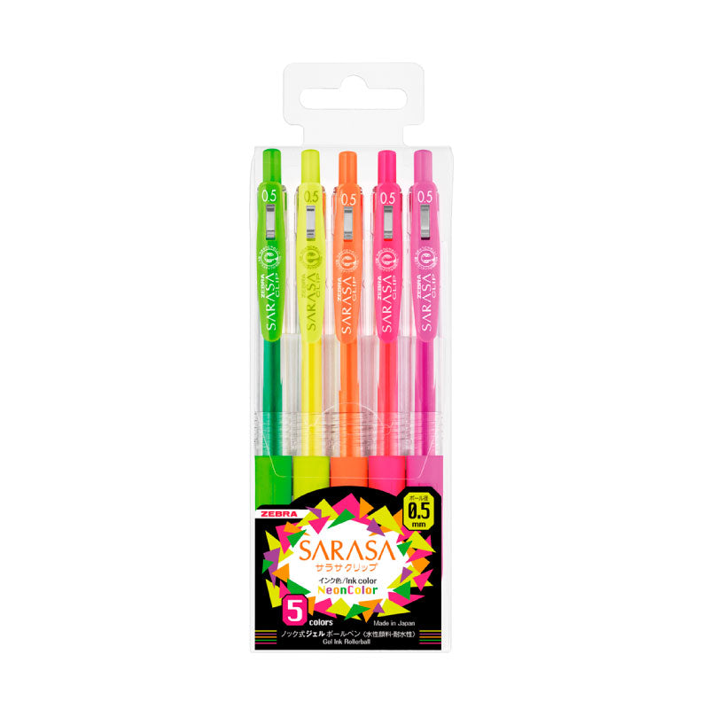 ZEBRA Sarasa Clip 0.5mm 5 Col Set-Neon
