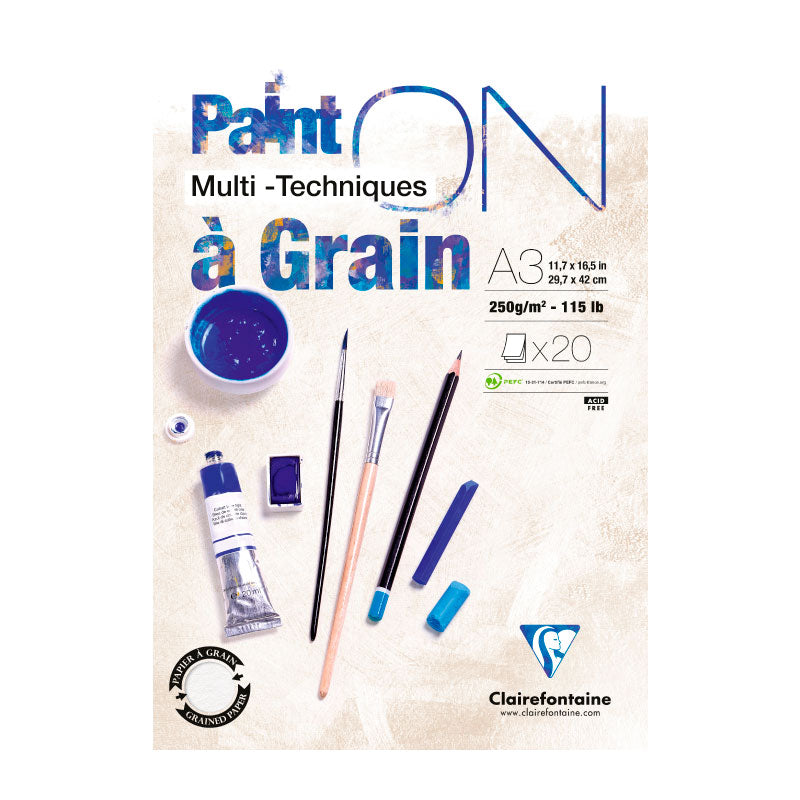 CLAIREFONTAINE Paint ON Pad A3 250g With Grain 20s