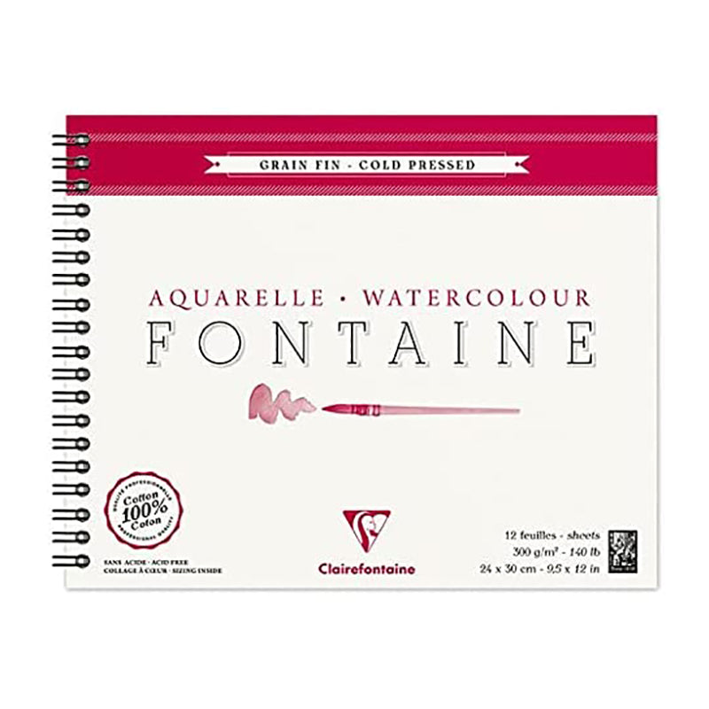 CLAIREFONTAINE Fontaine Wirebound Cold Pressed 300g 18x24cm 12s Default Title