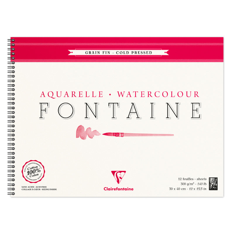 CLAIREFONTAINE Fontaine Wirebound Cold Pressed 300g 30x40cm 12s Default Title