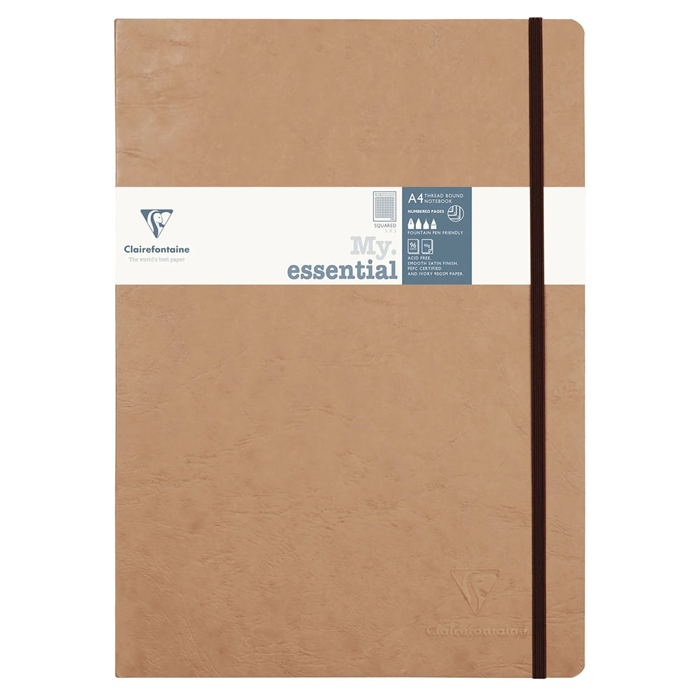 CLAIREFONTAINE Age Bag My Ess. Notebook 21x29.7cm 96s 5x5 Sq Tobacc
