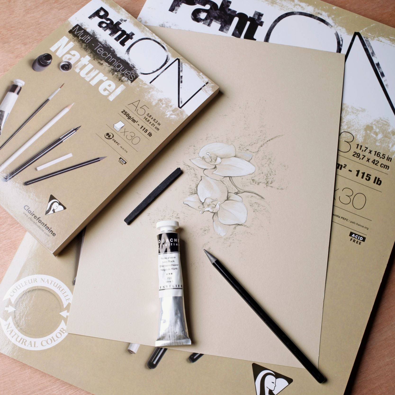 CLAIREFONTAINE Paint ON Pad A2 250g Natural 30s