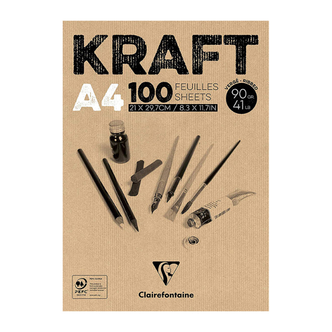 CLAIREFONTAINE Kraft Pad A4 90g 100s Brown Default Title