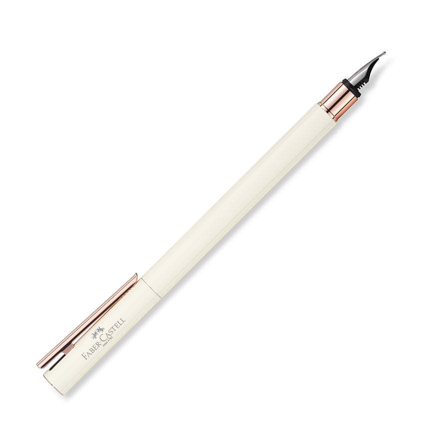 FABER-CASTELL DESIGN Neo Slim Ivory/Rose Gold Chrome Fountain Pen-Extra Fine Default Title