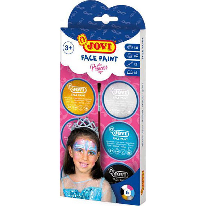 JOVI Face Paint Cream Set 8ml 6 Colours Princess+Accessories