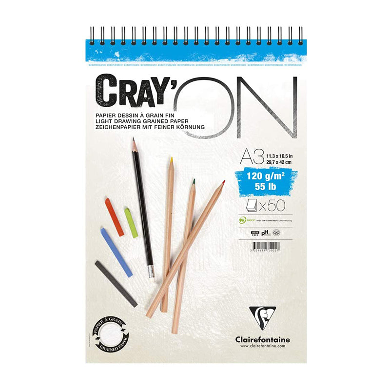 CLAIREFONTAINE Cray ON Wirebound Pad A3 120g 50s Default Title