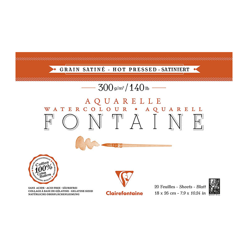 CLAIREFONTAINE Fontaine 4 Sides Hot Pressed 300g 18x26cm 20s Default Title