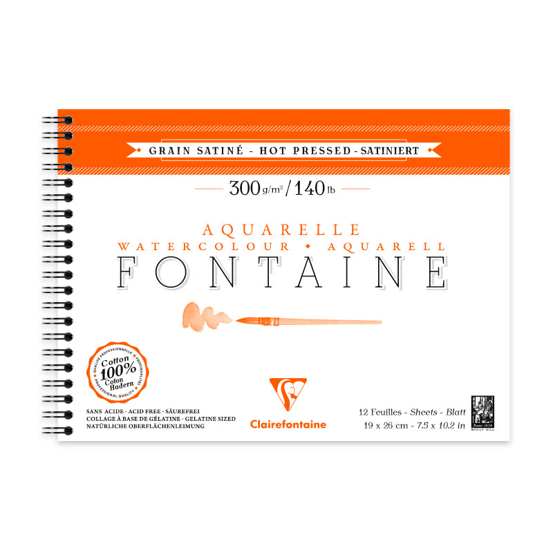 CLAIREFONTAINE Fontaine Wirebound Hot Pressed 300g 19x26cm 12s Default Title