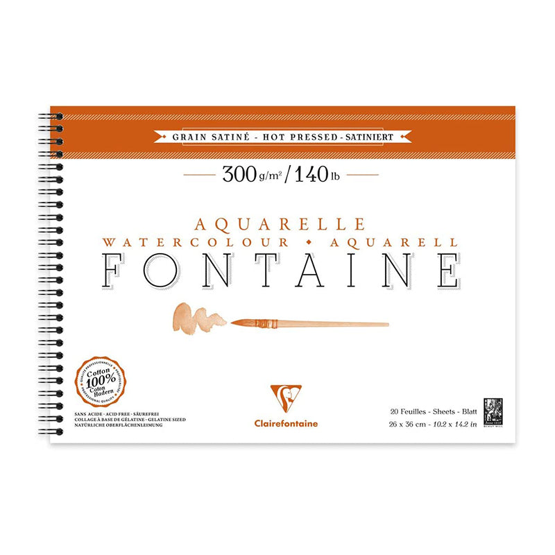CLAIREFONTAINE Fontaine Wirebound Hot Pressed 300g 26x36cm 12s Default Title